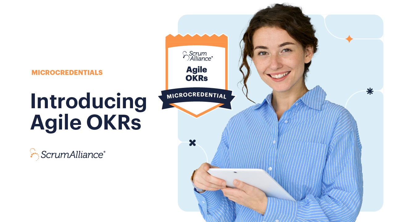 A graphic that says Introducing Agile OKRs